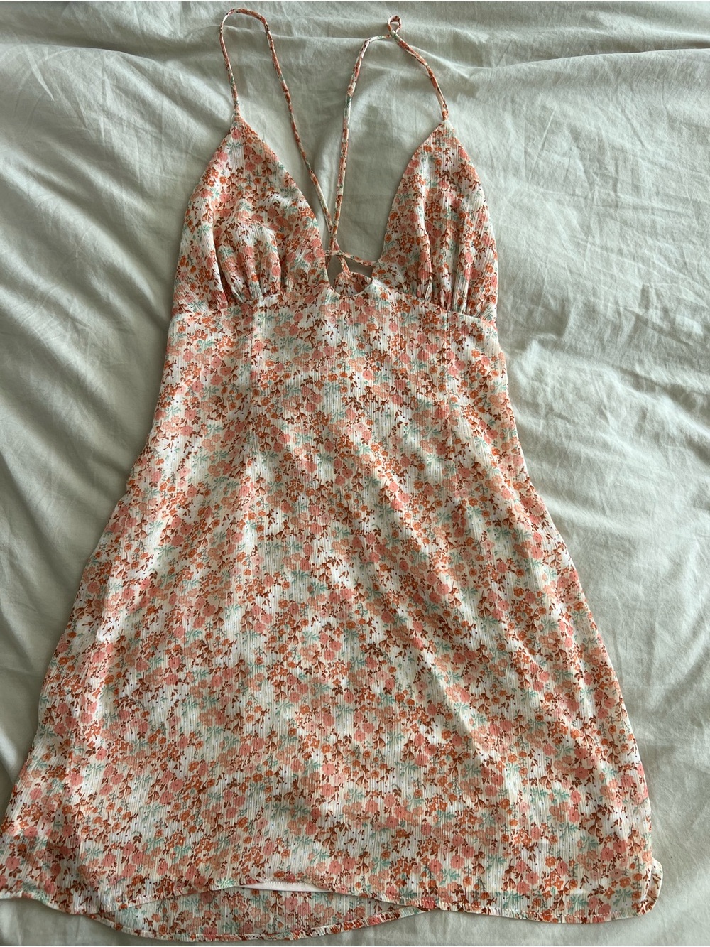 Zara White and Peach Floral Slip Dress